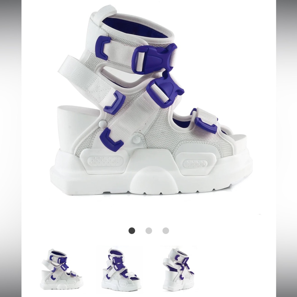 Women's White and Purple Platform Sandals
